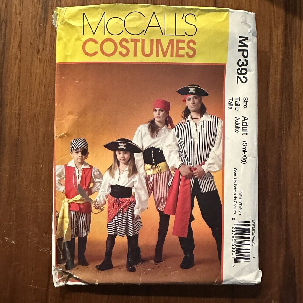 UNCUT McCall’s Adult Pirate Costumes MP392 Small-X-Large